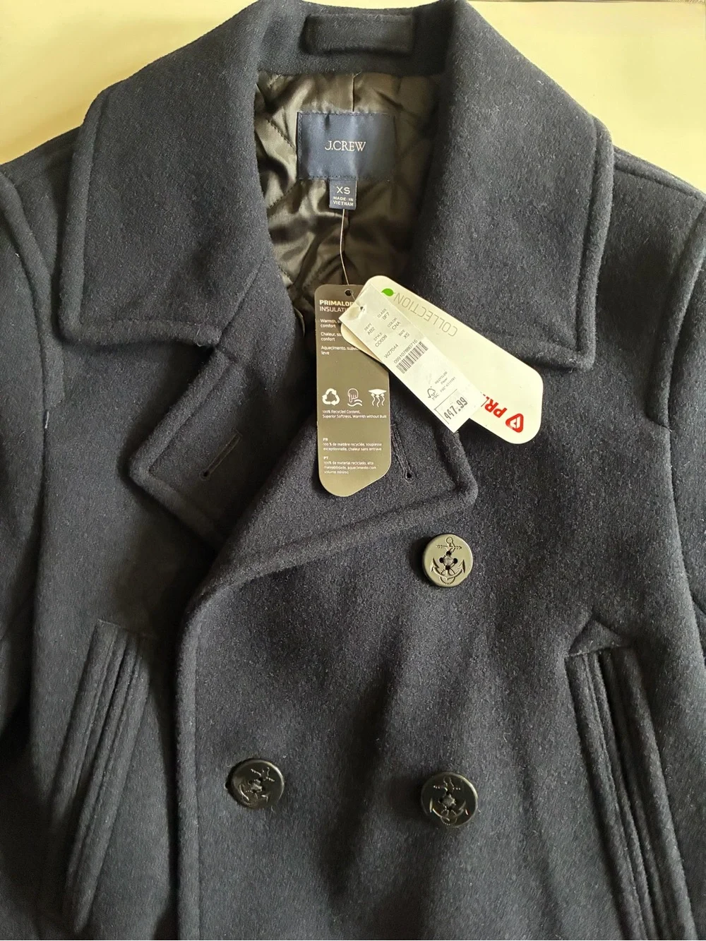 J. Crew Navy Double-Breasted Wool Peacoat